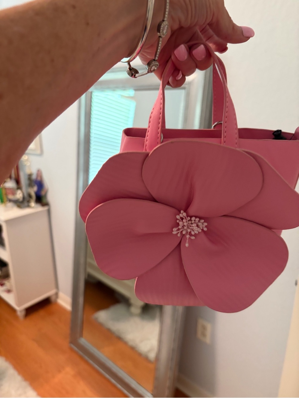 Pink Floral Accent Women's Handbag